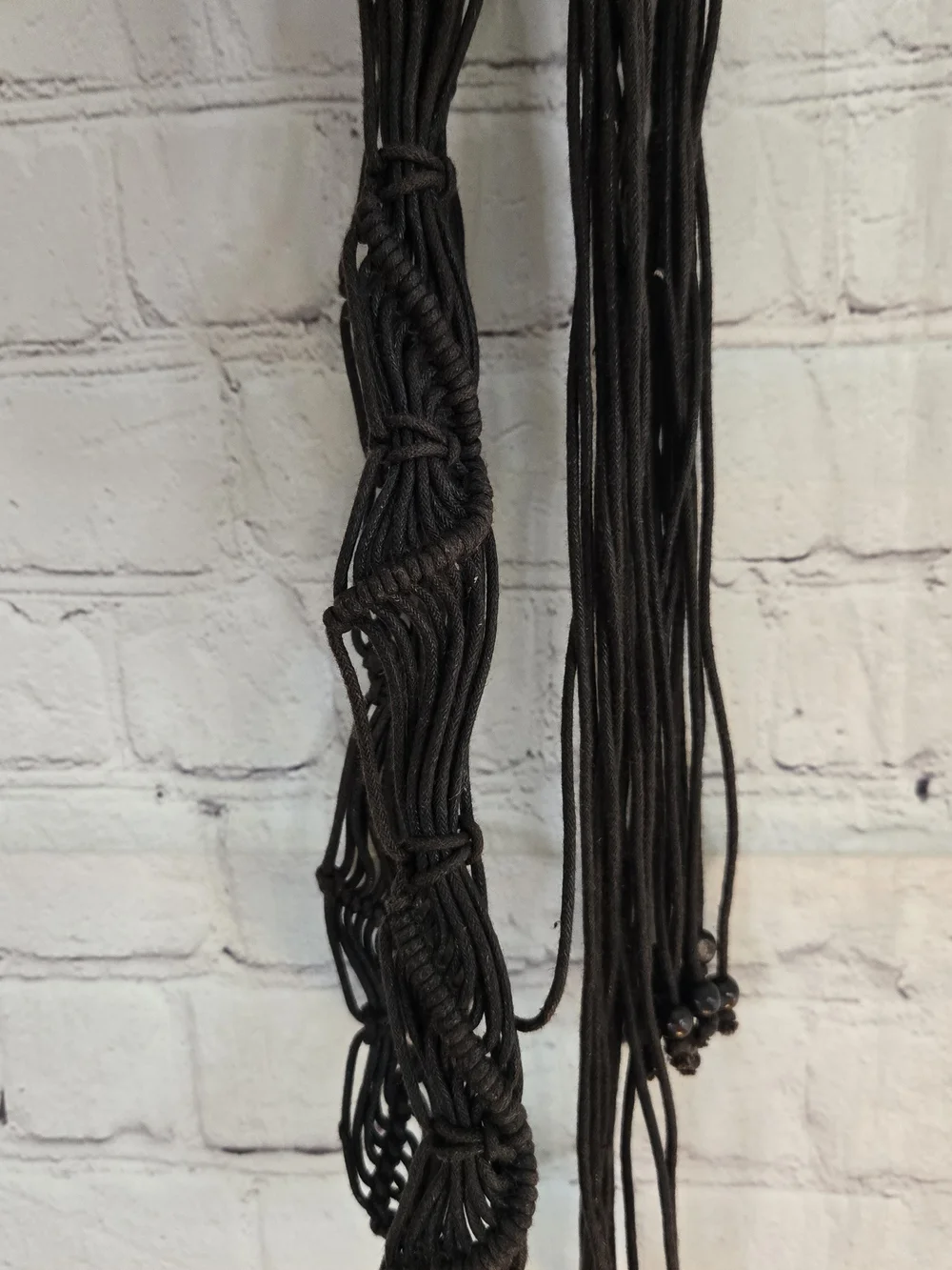 dark brown y2k boho tassel tie belt beaded macrame braided tassel belt